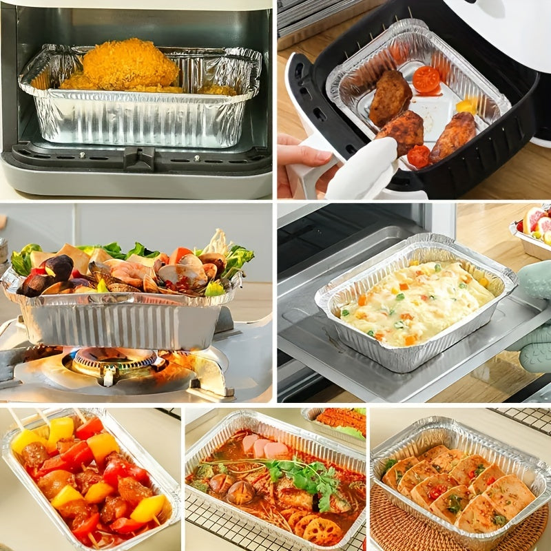 50pcs Aluminum Pans, Disposable Foil Steam Table Deep Pans, Tin Pans Great For Roasting