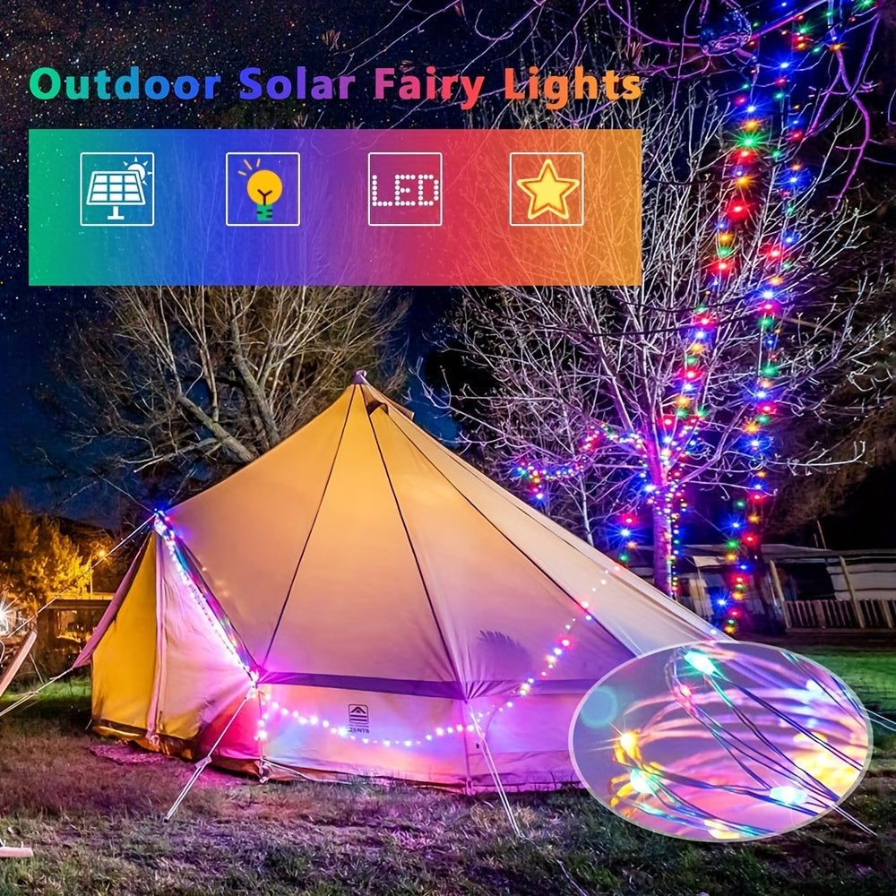 1pc 50/100/200/300 LED Solar Light Outdoor Waterproof - 8 Modes Copper Wire Fairy String Lights for Decorations