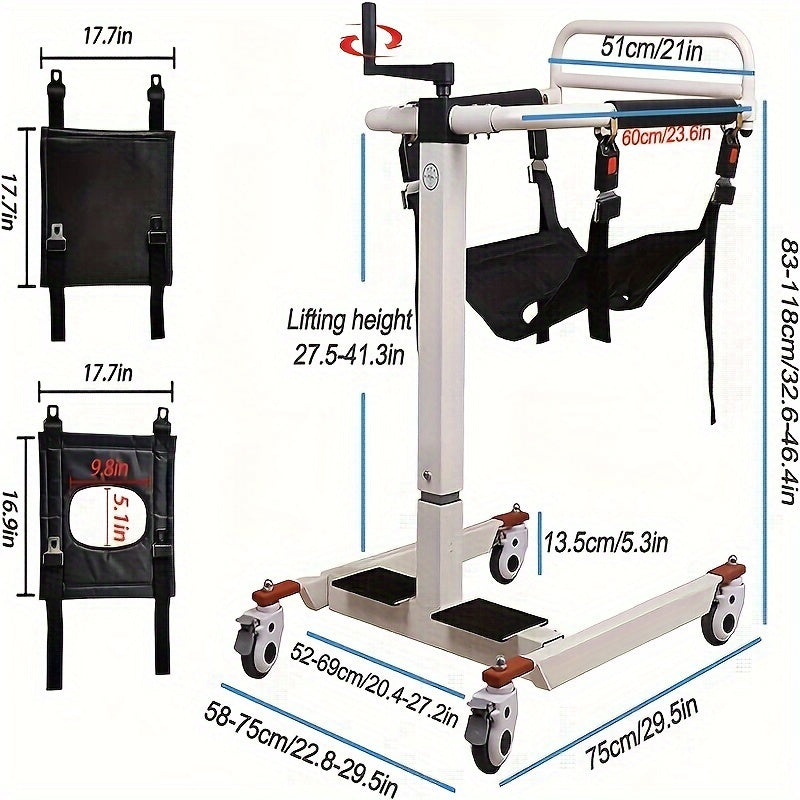 Patient Lift Transfer Chair, Portable Lift for Home, Adjustable Height/Width, Wheelchair Lift for Disabled Elderly Nursing, Car Transfer Aid