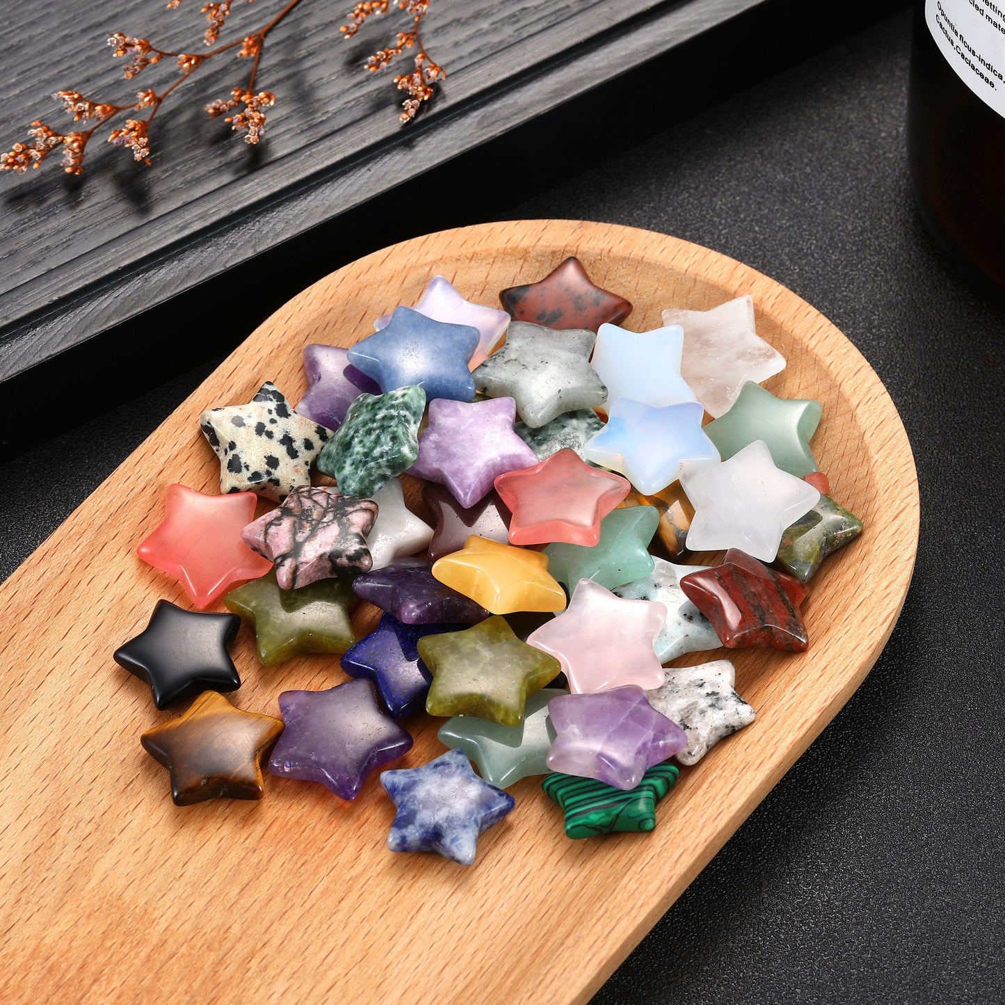 Piedras naturales en forma de estrella: bonitas piedras decorativas de 15 mm (1/3/5/7/10 piezas) para adornos de interior y decoración de jardín