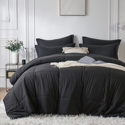 7-Piece Checkered Comforter Set – All-Season, Soft Microfiber-Available in Twin/Full/Queen/King Sizes - Hiccupzz