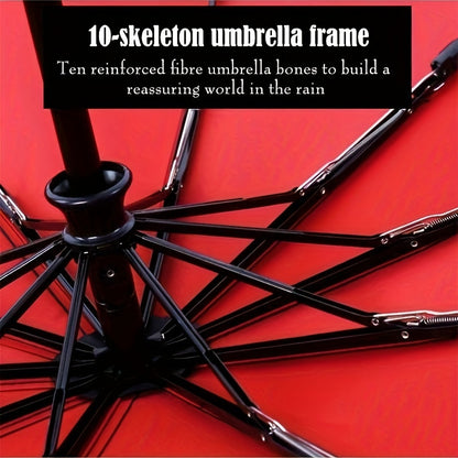 Three-Fold Automatic Folding Umbrella, Windproof, Reinforced Thickened Design