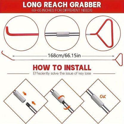 18 Pcs Roadside Auto Emergency Kit with Long Reach Grabber - Essential Car Accessories for Men - Garage Supplies and Gifts - Hiccupzz