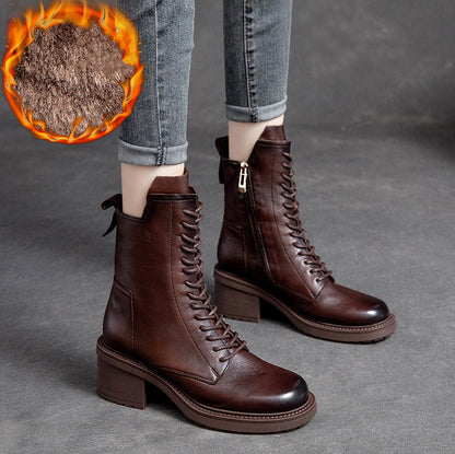 New Cow Leather Mid-barrel Martin Boots - Hiccupzz