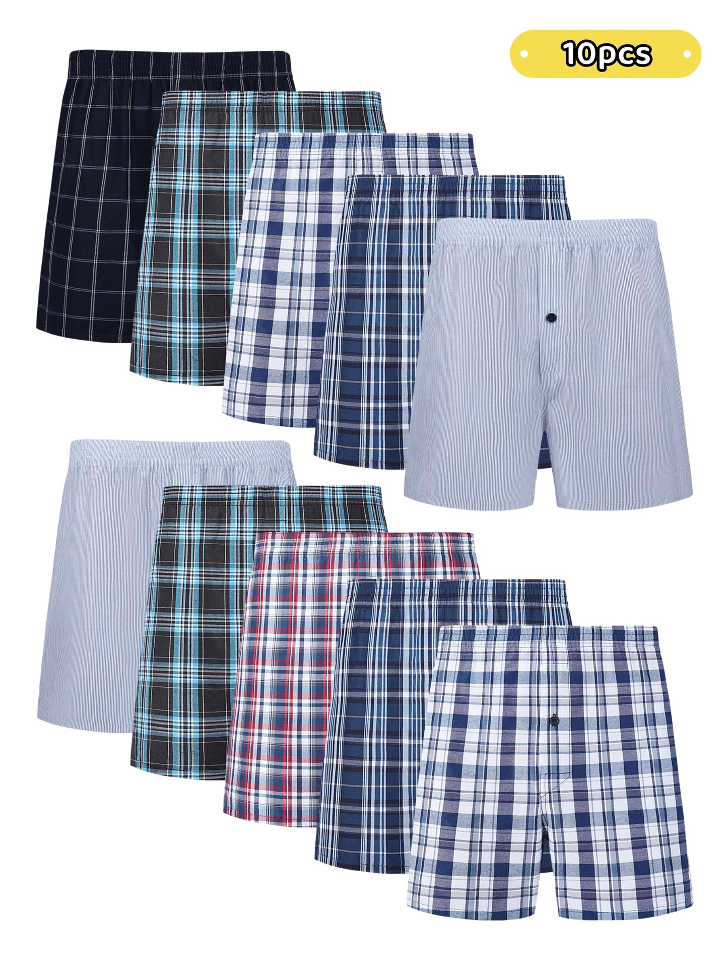 JupiterSecret Men's Woven Boxer Shorts - 6/10-Pack, Elastic Waistband, Random Colors