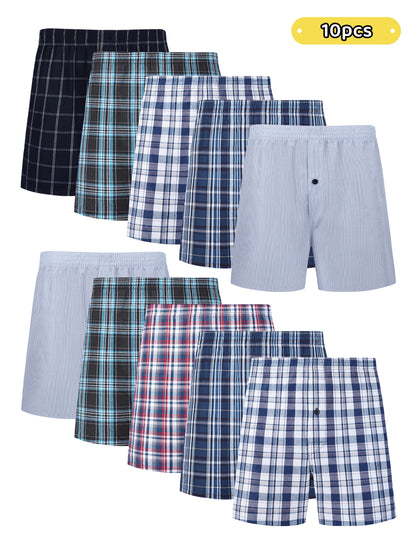JupiterSecret Men's Woven Boxer Shorts - 6/10-Pack, Elastic Waistband, Random Colors - Hiccupzz