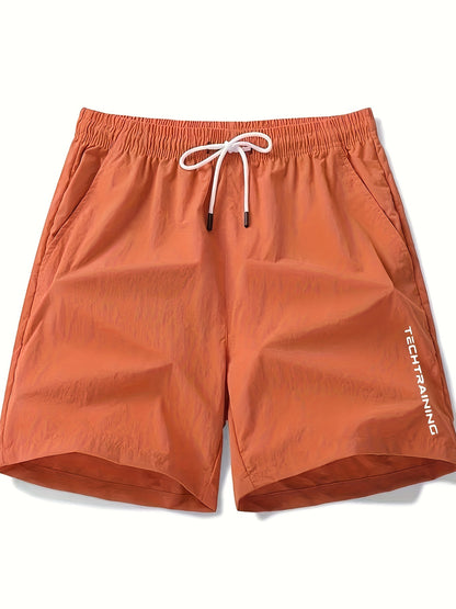 Men's Casual Loose Fit Active Shorts, Chic Letter Print Sports Shorts For Summer - Hiccupzz