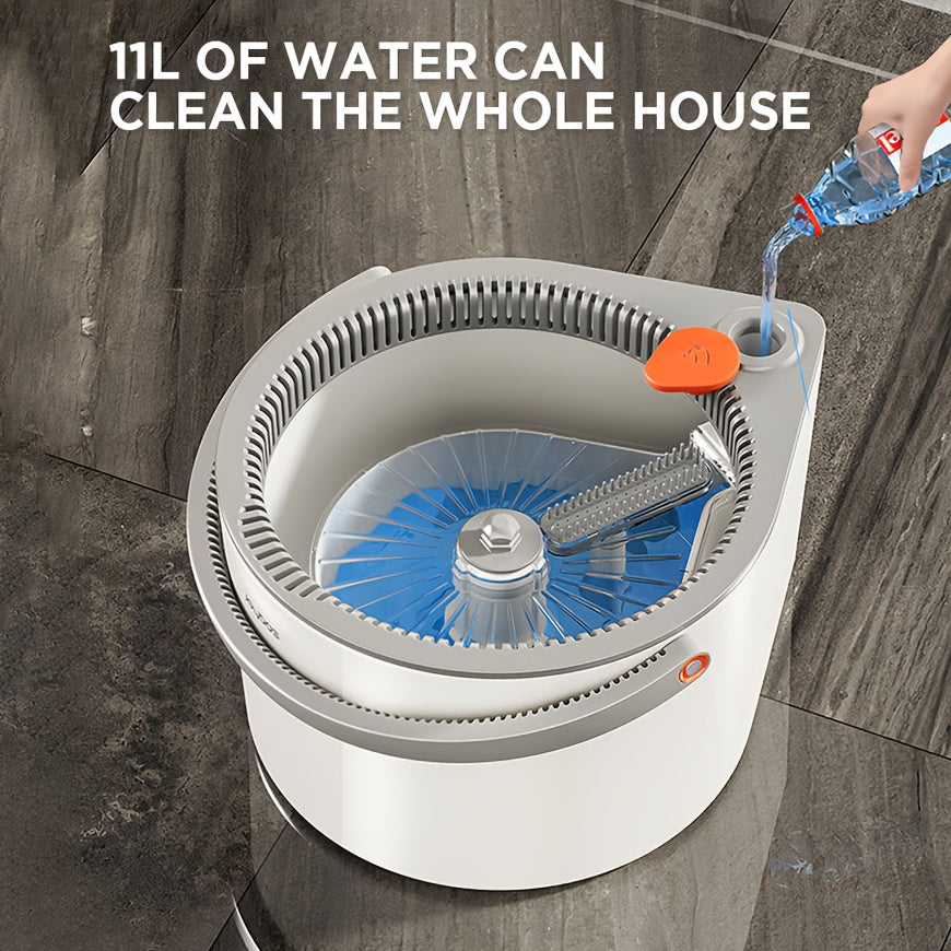 Self-Wringing Mop and Bucket Set - Hands-Free Spin Cleaning, 360° Deep Clean, Includes 2 Microfiber Pads