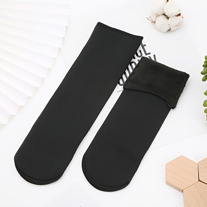 6 Pairs Unisex Thermal Socks - Ultra-Warm, Fleece-Lined, Mid-Calf Boot Socks for Cold Weather