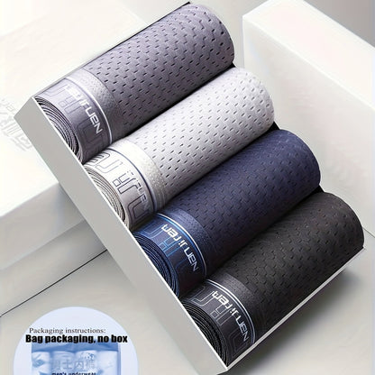 4-Pack Men's Ice Silk Antibacterial Underwear - Breathable Stretchy Boxer Briefs for Spring & Summer - Hiccupzz