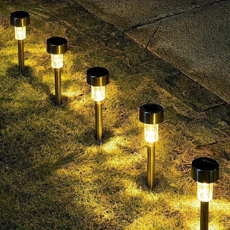 1 Pack/ 8 Pack/10 Pack/12 Pack Solar Powered Stainless Steel LED Landscape Lights, Outdoor Pathway Lights for Garden, Patio, Lawn - 1 Pack/8 Pack/10 Pack/12 Pack - Hiccupzz