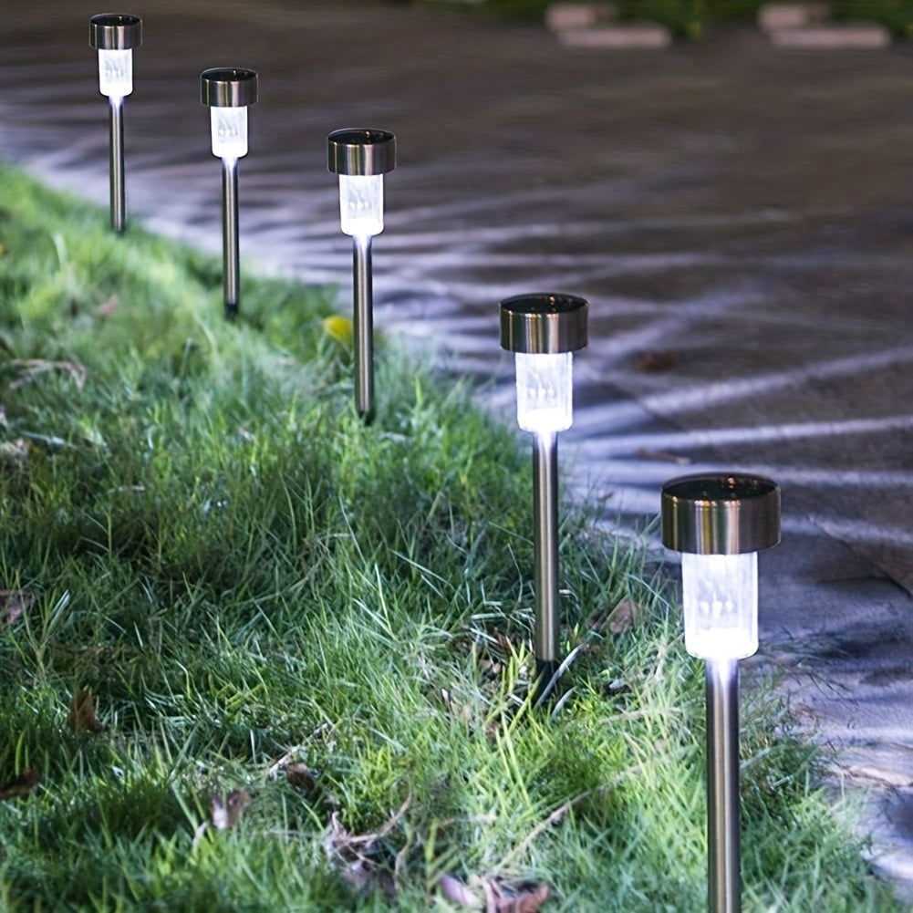 1 Pack/ 8 Pack/10 Pack/12 Pack Solar Powered Stainless Steel LED Landscape Lights, Outdoor Pathway Lights for Garden, Patio, Lawn - 1 Pack/8 Pack/10 Pack/12 Pack - Hiccupzz