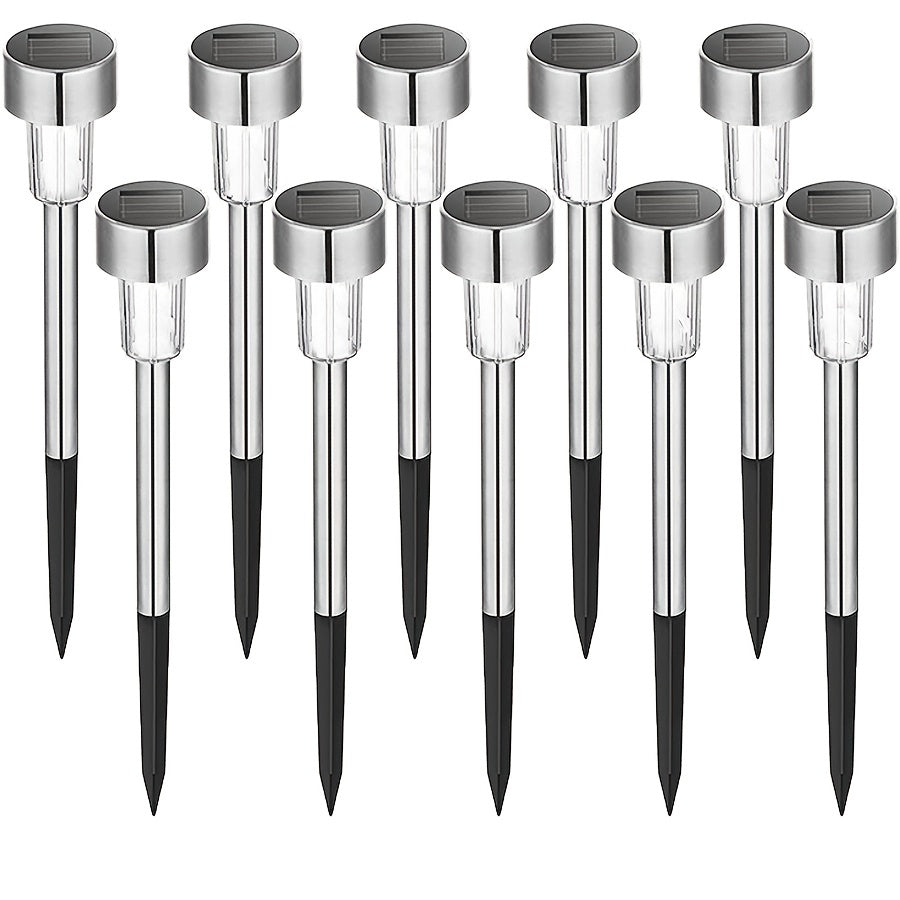 1 Pack/ 8 Pack/10 Pack/12 Pack Solar Powered Stainless Steel LED Landscape Lights, Outdoor Pathway Lights for Garden, Patio, Lawn - 1 Pack/8 Pack/10 Pack/12 Pack - Hiccupzz