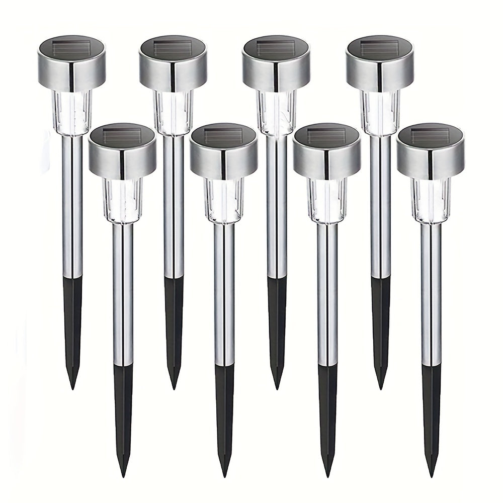 1 Pack/ 8 Pack/10 Pack/12 Pack Solar Powered Stainless Steel LED Landscape Lights, Outdoor Pathway Lights for Garden, Patio, Lawn - 1 Pack/8 Pack/10 Pack/12 Pack - Hiccupzz