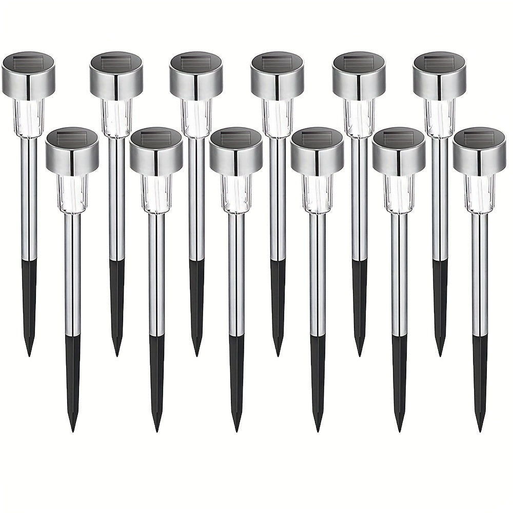 1 Pack/ 8 Pack/10 Pack/12 Pack Solar Powered Stainless Steel LED Landscape Lights, Outdoor Pathway Lights for Garden, Patio, Lawn - 1 Pack/8 Pack/10 Pack/12 Pack - Hiccupzz
