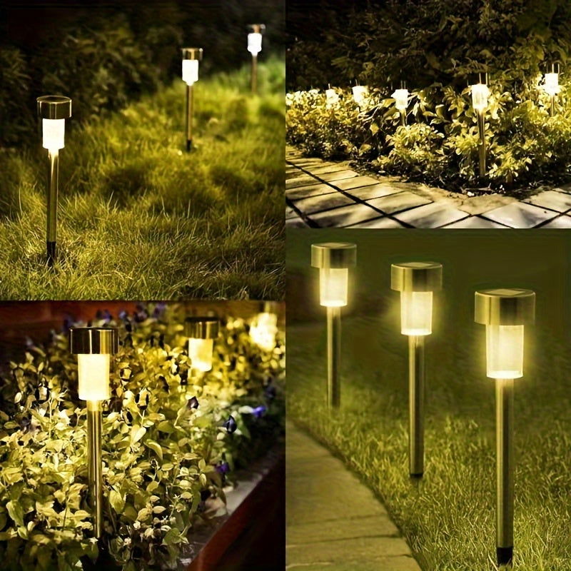 1 Pack/ 8 Pack/10 Pack/12 Pack Solar Powered Stainless Steel LED Landscape Lights, Outdoor Pathway Lights for Garden, Patio, Lawn - 1 Pack/8 Pack/10 Pack/12 Pack - Hiccupzz