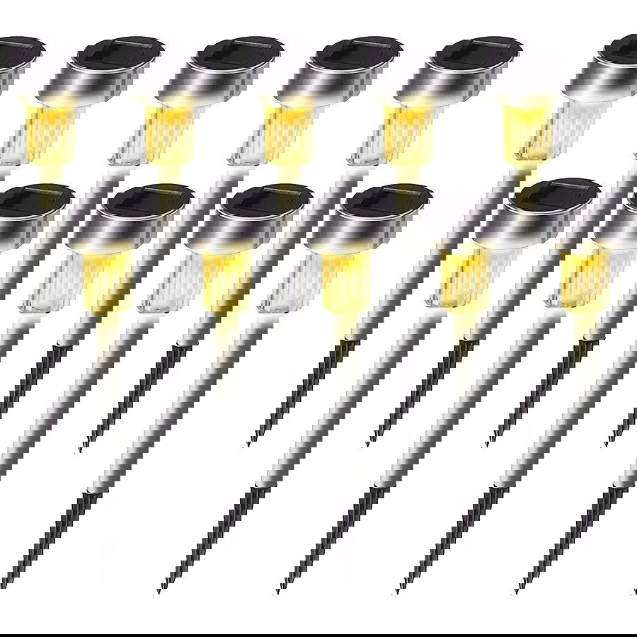 1 Pack/ 8 Pack/10 Pack/12 Pack Solar Powered Stainless Steel LED Landscape Lights, Outdoor Pathway Lights for Garden, Patio, Lawn - 1 Pack/8 Pack/10 Pack/12 Pack - Hiccupzz