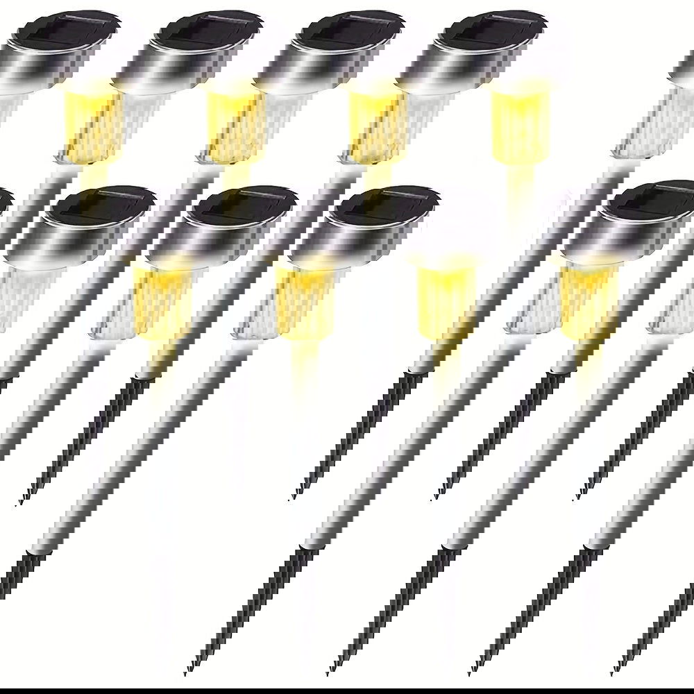 1 Pack/ 8 Pack/10 Pack/12 Pack Solar Powered Stainless Steel LED Landscape Lights, Outdoor Pathway Lights for Garden, Patio, Lawn - 1 Pack/8 Pack/10 Pack/12 Pack - Hiccupzz