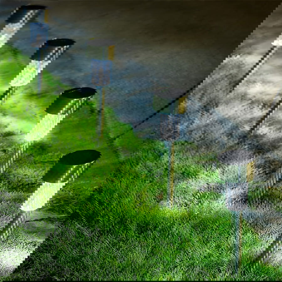 1 Pack/ 8 Pack/10 Pack/12 Pack Solar Powered Stainless Steel LED Landscape Lights, Outdoor Pathway Lights for Garden, Patio, Lawn - 1 Pack/8 Pack/10 Pack/12 Pack - Hiccupzz