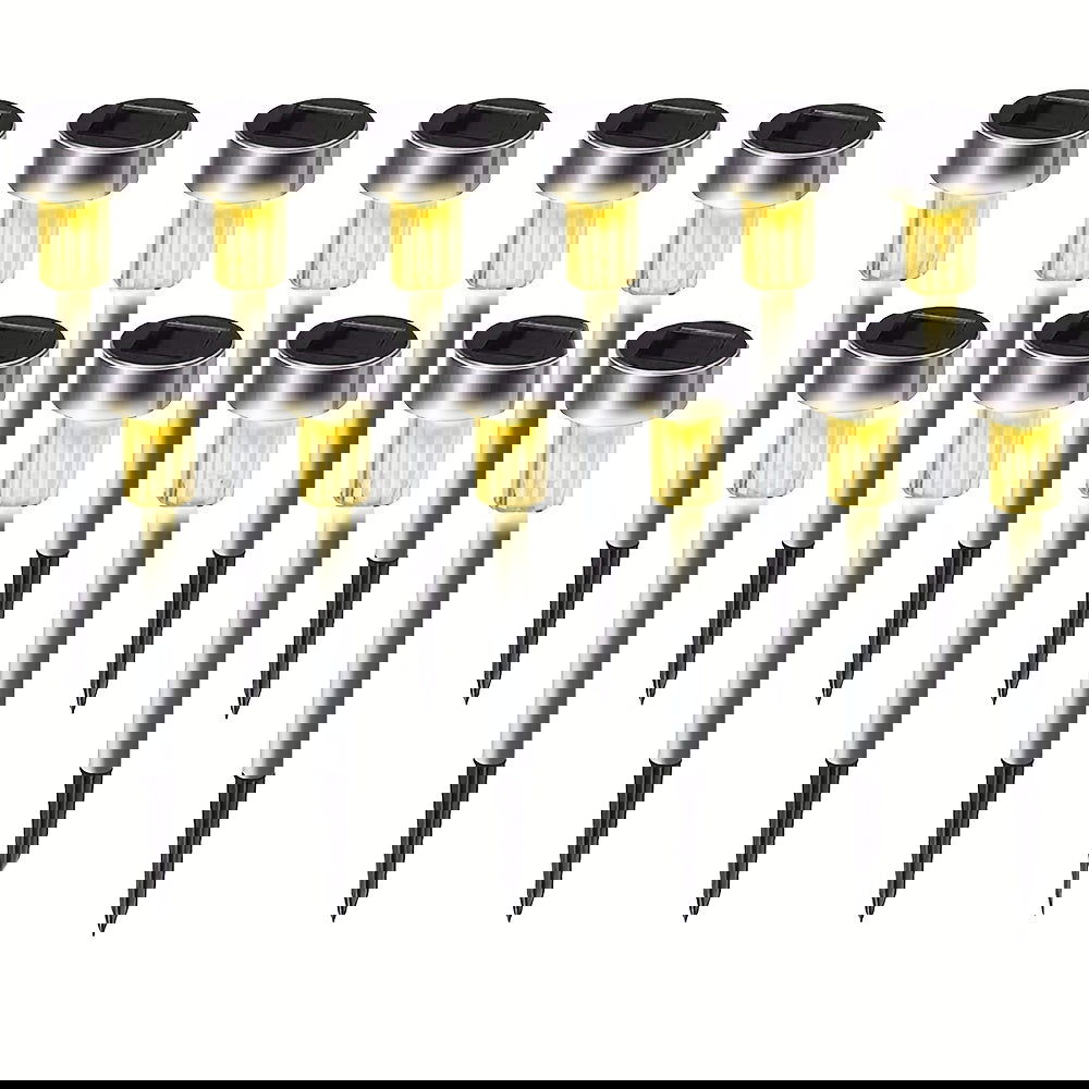 1 Pack/ 8 Pack/10 Pack/12 Pack Solar Powered Stainless Steel LED Landscape Lights, Outdoor Pathway Lights for Garden, Patio, Lawn - 1 Pack/8 Pack/10 Pack/12 Pack - Hiccupzz