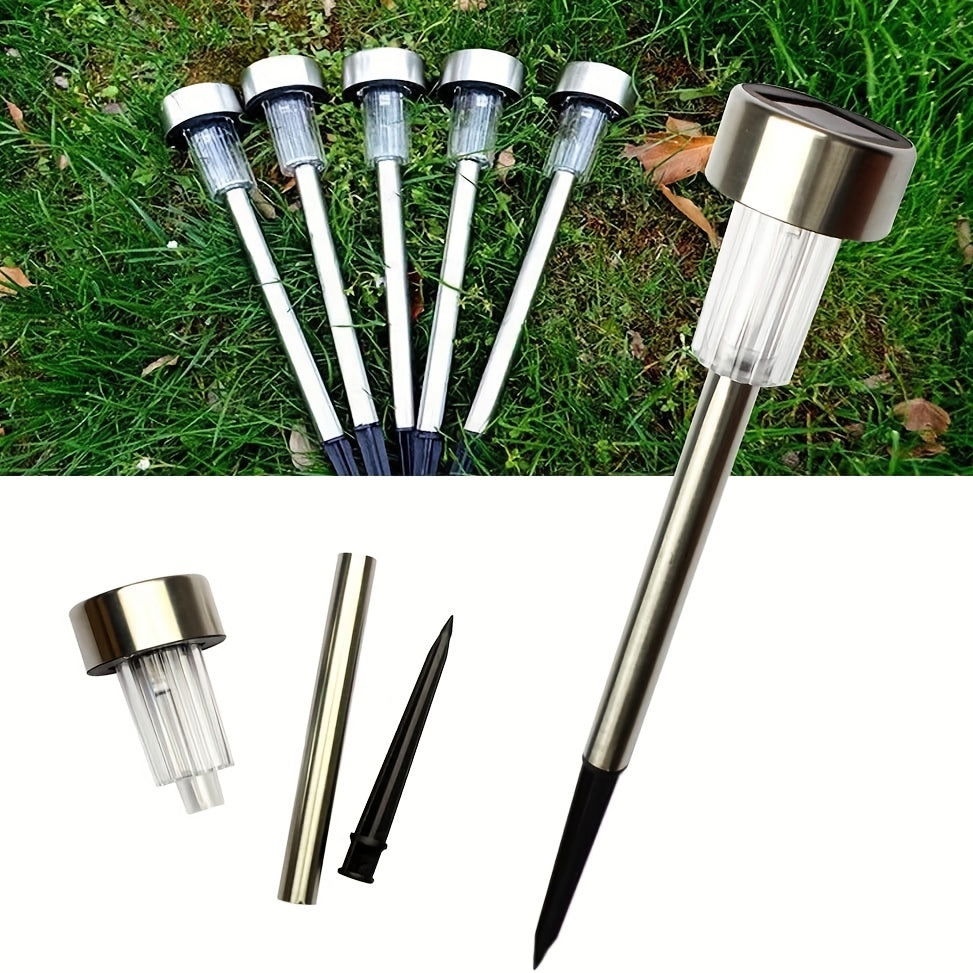 1 Pack/ 8 Pack/10 Pack/12 Pack Solar Powered Stainless Steel LED Landscape Lights, Outdoor Pathway Lights for Garden, Patio, Lawn - 1 Pack/8 Pack/10 Pack/12 Pack - Hiccupzz