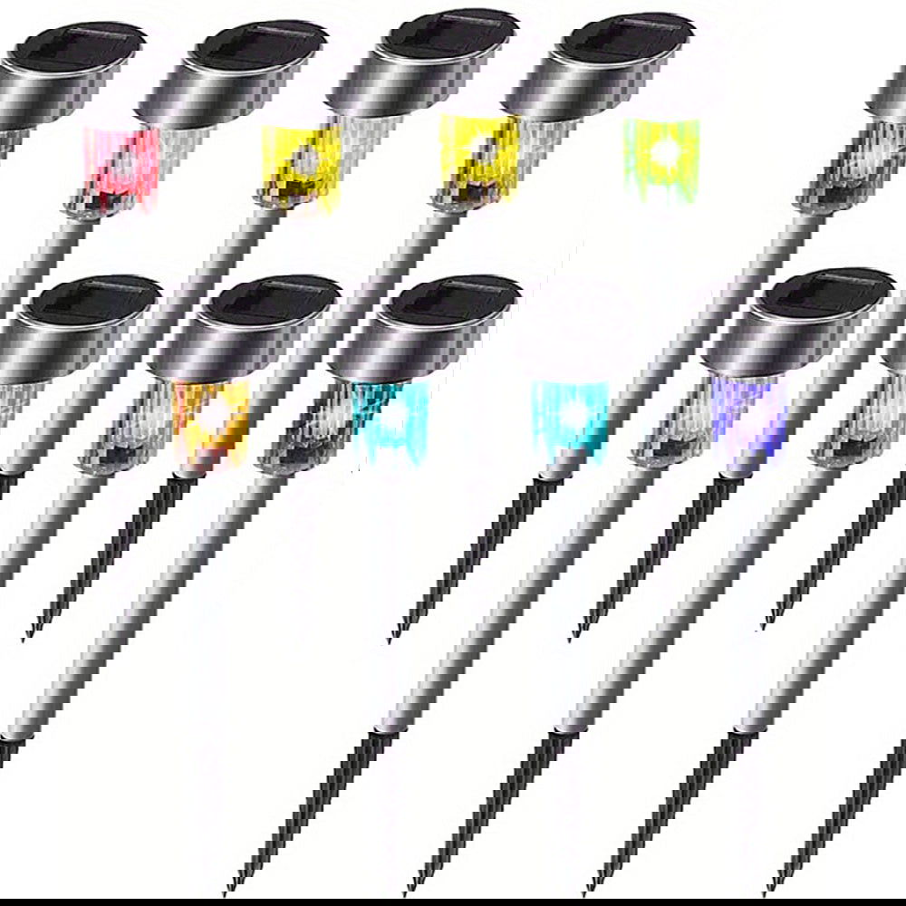 1 Pack/ 8 Pack/10 Pack/12 Pack Solar Powered Stainless Steel LED Landscape Lights, Outdoor Pathway Lights for Garden, Patio, Lawn - 1 Pack/8 Pack/10 Pack/12 Pack - Hiccupzz