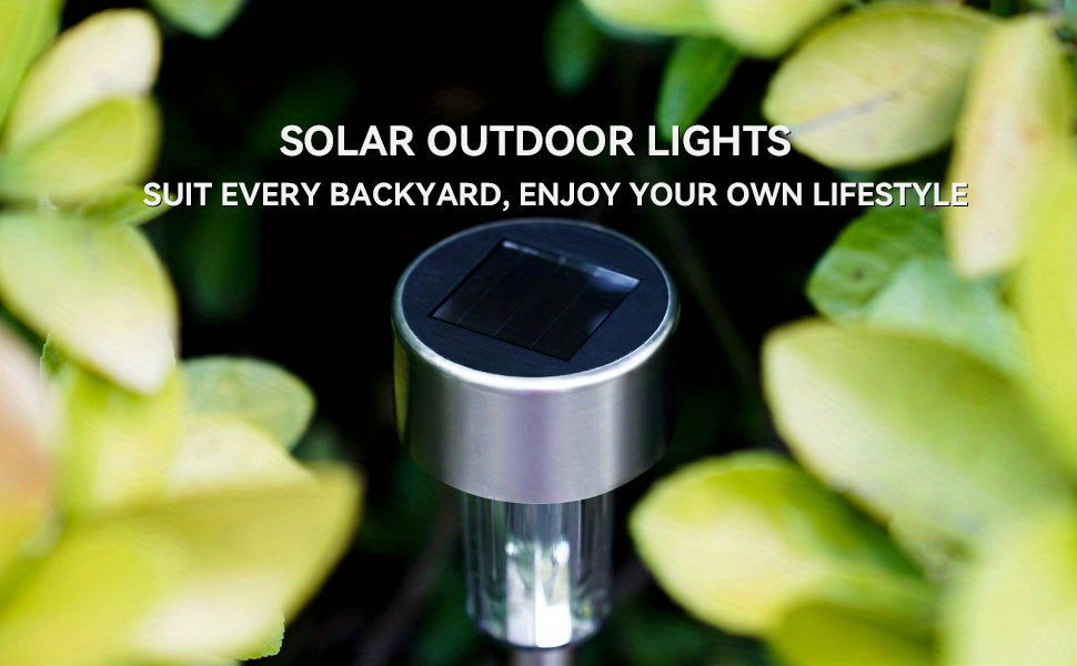 1 Pack/ 8 Pack/10 Pack/12 Pack Solar Powered Stainless Steel LED Landscape Lights, Outdoor Pathway Lights for Garden, Patio, Lawn - 1 Pack/8 Pack/10 Pack/12 Pack - Hiccupzz