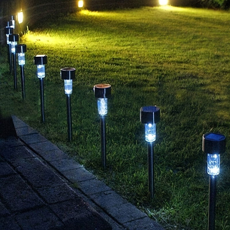 1 Pack/ 8 Pack/10 Pack/12 Pack Solar Powered Stainless Steel LED Landscape Lights, Outdoor Pathway Lights for Garden, Patio, Lawn - 1 Pack/8 Pack/10 Pack/12 Pack - Hiccupzz