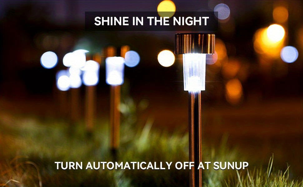 1 Pack/ 8 Pack/10 Pack/12 Pack Solar Powered Stainless Steel LED Landscape Lights, Outdoor Pathway Lights for Garden, Patio, Lawn - 1 Pack/8 Pack/10 Pack/12 Pack - Hiccupzz