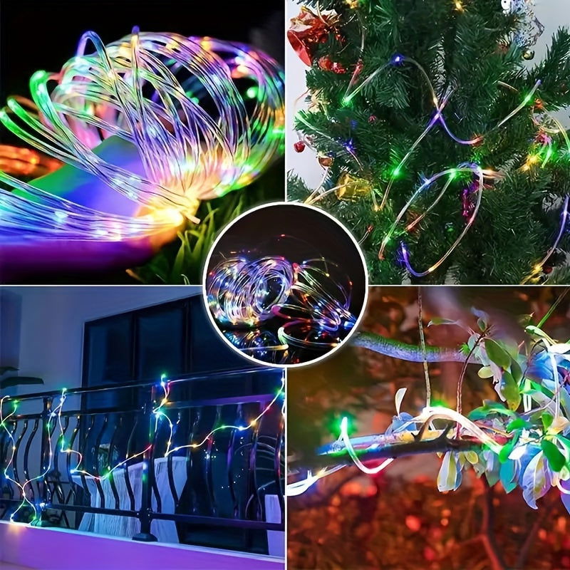 1 Pack Solar Tube String Lights - 8 Modes Outdoor LED Copper Wire Lights - Hiccupzz