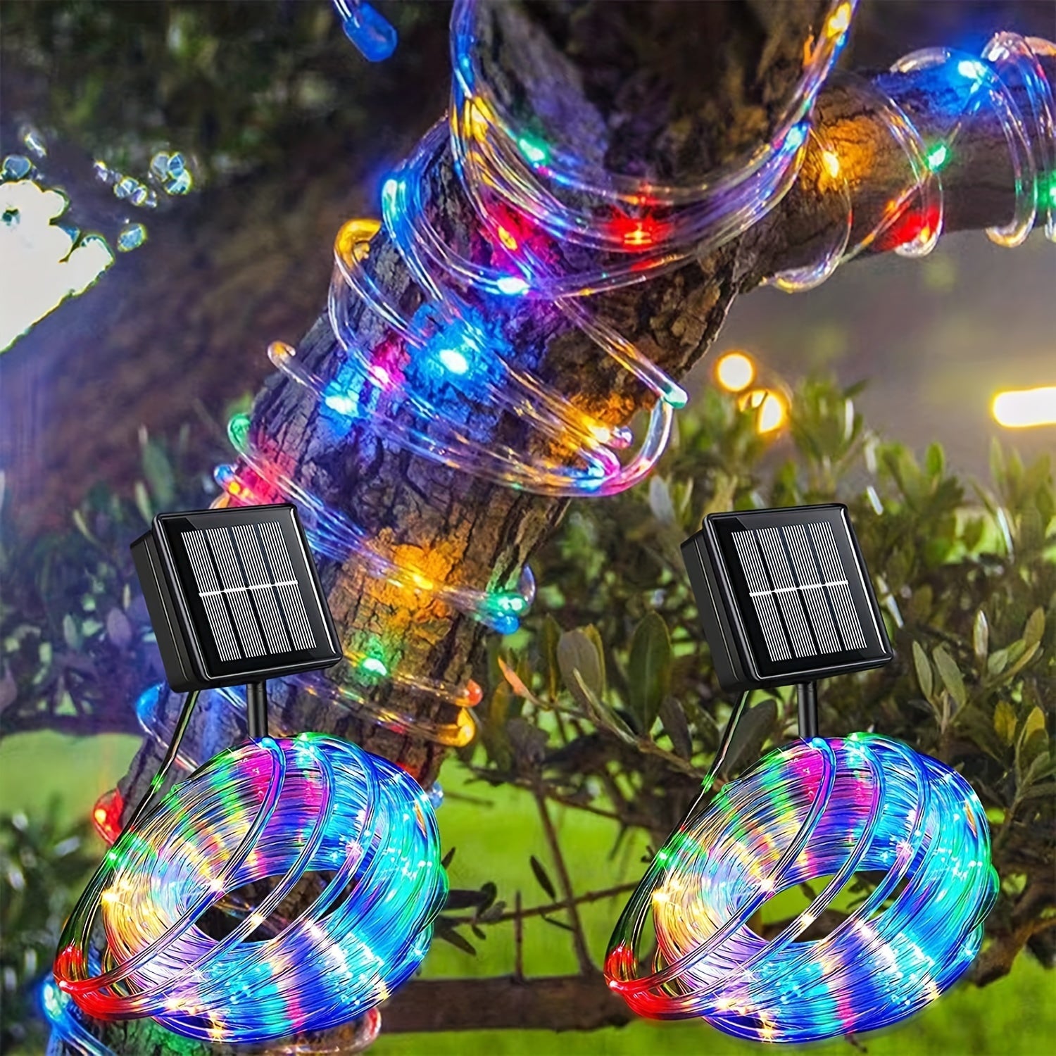 1 Pack Solar Tube String Lights - 8 Modes Outdoor LED Copper Wire Lights - Hiccupzz