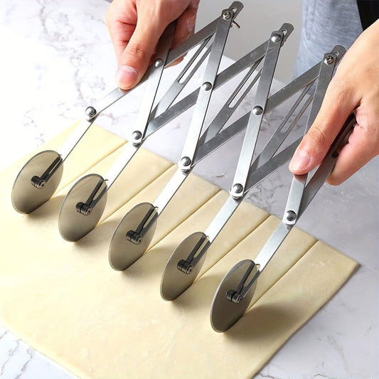 1 Pc/1 Set, Multiple Wheels Dough Roller Cutter, 3/5/7 Wheels Cutter, Stainless Steel Dough Roller And Pizza Roller Cutter, Baking Tools, Home Kitchen Accessories - Hiccupzz
