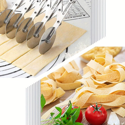 1 Pc/1 Set, Multiple Wheels Dough Roller Cutter, 3/5/7 Wheels Cutter, Stainless Steel Dough Roller And Pizza Roller Cutter, Baking Tools, Home Kitchen Accessories - Hiccupzz