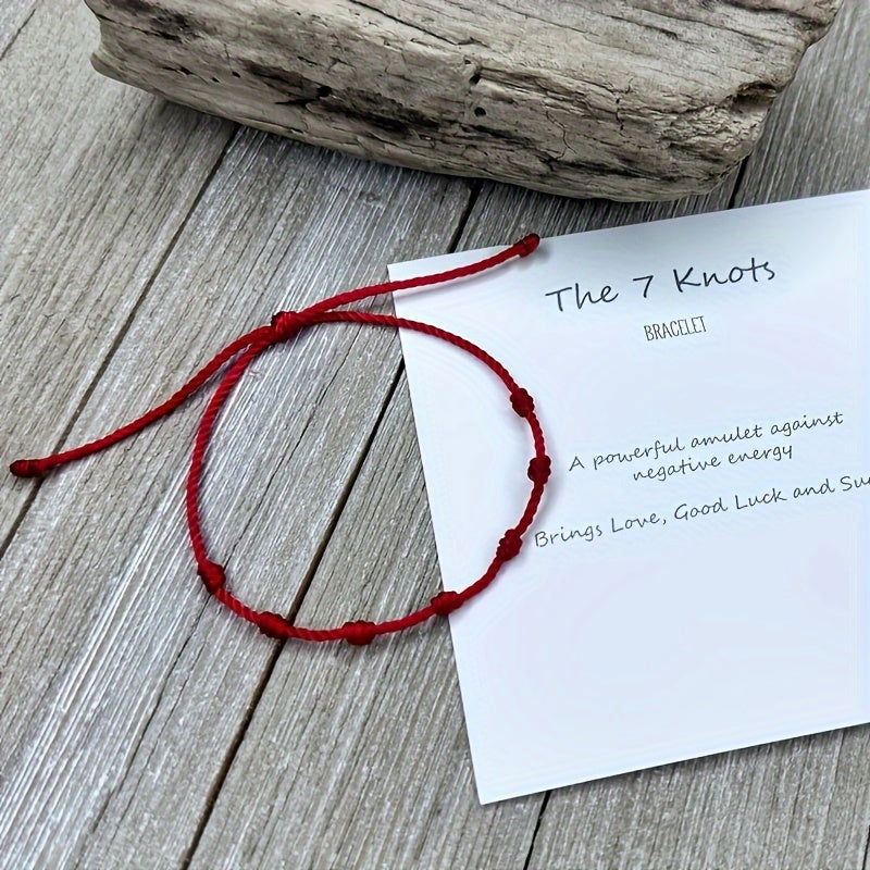 1 Pc/2pcs 7 Knots Red String Protection Bracelet – Love, Success & Negative Energy Shield Wristband - Hiccupzz