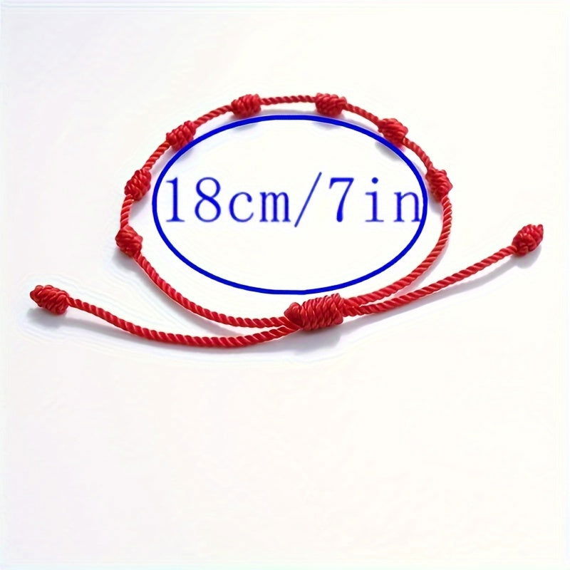 1 Pc/2pcs 7 Knots Red String Protection Bracelet – Love, Success & Negative Energy Shield Wristband - Hiccupzz