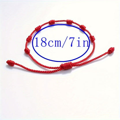 1 Pc/2pcs 7 Knots Red String Protection Bracelet – Love, Success & Negative Energy Shield Wristband - Hiccupzz