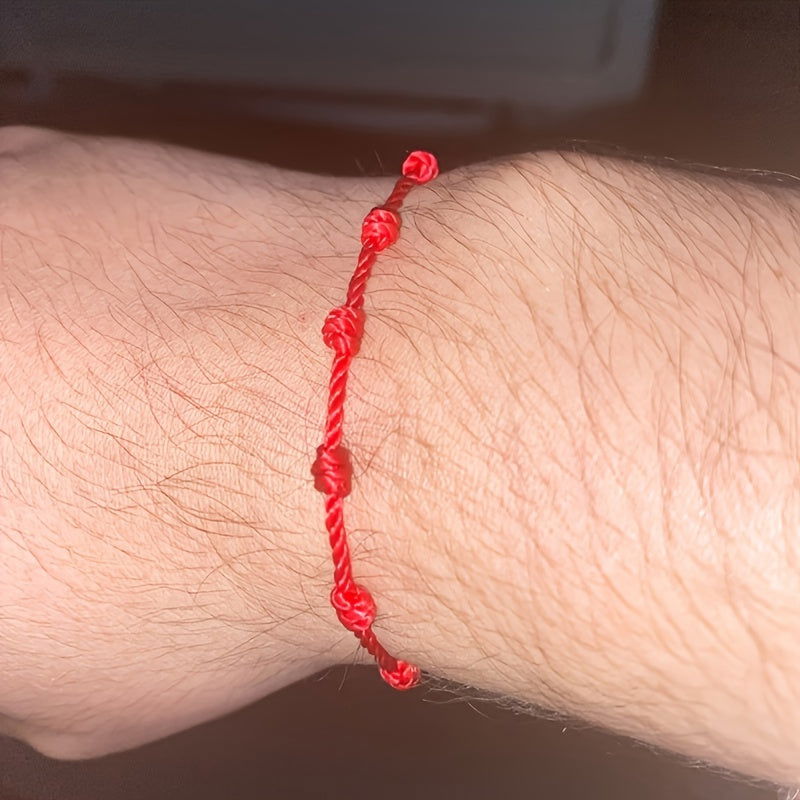 1 Pc/2pcs 7 Knots Red String Protection Bracelet – Love, Success & Negative Energy Shield Wristband - Hiccupzz