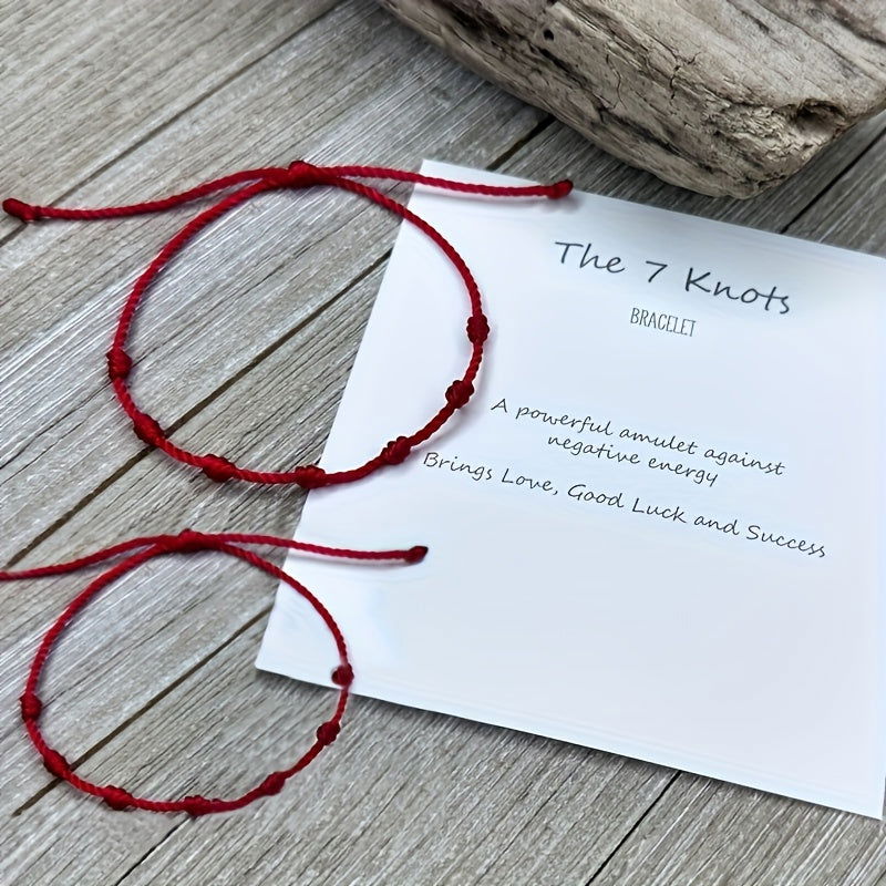 1 Pc/2pcs 7 Knots Red String Protection Bracelet – Love, Success & Negative Energy Shield Wristband - Hiccupzz