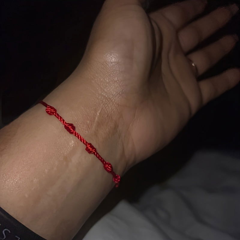 1 Pc/2pcs 7 Knots Red String Protection Bracelet – Love, Success & Negative Energy Shield Wristband - Hiccupzz