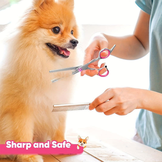 1 Pc/2pcs Professional Curved Dog Grooming Scissors – 1/2 Piece Set for Trimming and Cutting Dog Hair - Hiccupzz