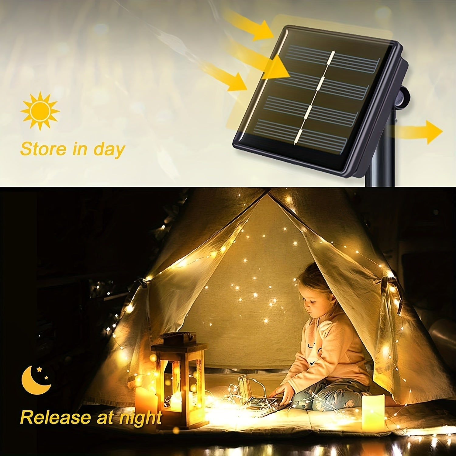 1 Pc 50/100/200/300 LED Solar Light Outdoor Waterproof - 8 Modes Copper Wire Fairy String Lights for Decorations - Hiccupzz