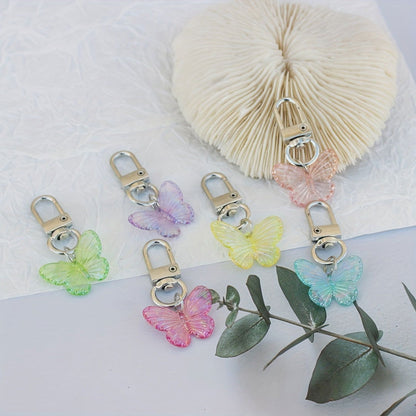 1 Pc, Acrylic Rainbow Butterfly Pendant: Versatile Keychain, Headphone, and Bag Pendant for Party Favors - Hiccupzz