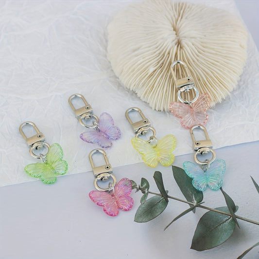 1 Pc, Acrylic Rainbow Butterfly Pendant: Versatile Keychain, Headphone, and Bag Pendant for Party Favors - Hiccupzz