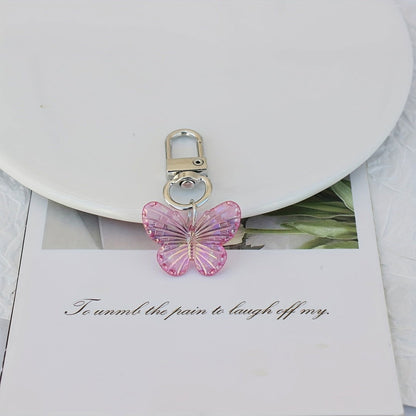 1 Pc, Acrylic Rainbow Butterfly Pendant: Versatile Keychain, Headphone, and Bag Pendant for Party Favors - Hiccupzz