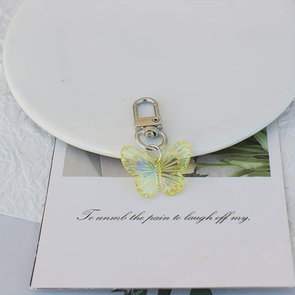 1 Pc, Acrylic Rainbow Butterfly Pendant: Versatile Keychain, Headphone, and Bag Pendant for Party Favors - Hiccupzz