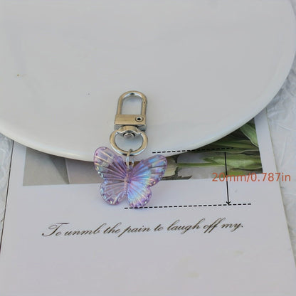 1 Pc, Acrylic Rainbow Butterfly Pendant: Versatile Keychain, Headphone, and Bag Pendant for Party Favors - Hiccupzz