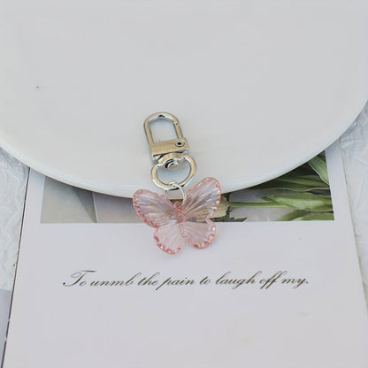 1 Pc, Acrylic Rainbow Butterfly Pendant: Versatile Keychain, Headphone, and Bag Pendant for Party Favors - Hiccupzz
