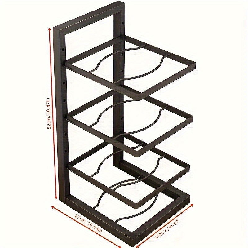 1 Pc Adjustable Folding Pot Rack Organizer, Metal Kitchen Storage Sink Shelf, Multi-Layer Cabinet Stand For Pots And Pans, Space Saving - Hiccupzz