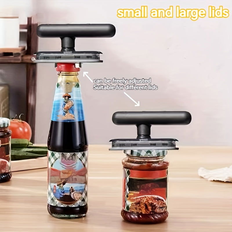 1 Pc Adjustable Multifunctional Jar & Bottle Opener - Metal Can Opener, Jar Lid Gripper, Manual Kitchen Accessory, Party Supplies - Hiccupzz