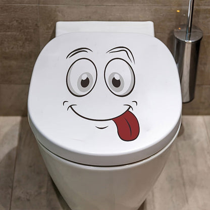 1 Pc, Cartoon Toilet Wall Sticker - Self-Adhesive Bathroom Decoration, Fun Room Decor - Hiccupzz